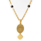 Chanel Black Stone CC Logo Necklace Gold — view 2