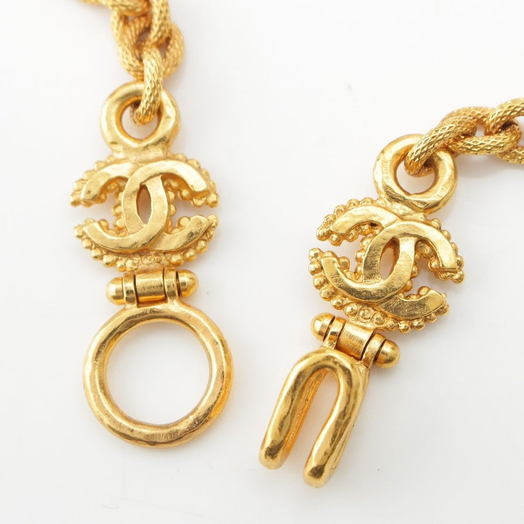 Chanel Black Stone CC Logo Necklace Gold — view 9