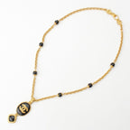 Chanel Black Stone CC Logo Necklace Gold — view 3