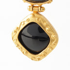 Chanel Black Stone CC Logo Necklace Gold — view 8