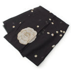 Chanel Cotton Pearl CC Logo Scarf Large Shawl Black — view 3