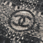 Chanel Silk CC Logo Shawl Gray Scarf — view 3