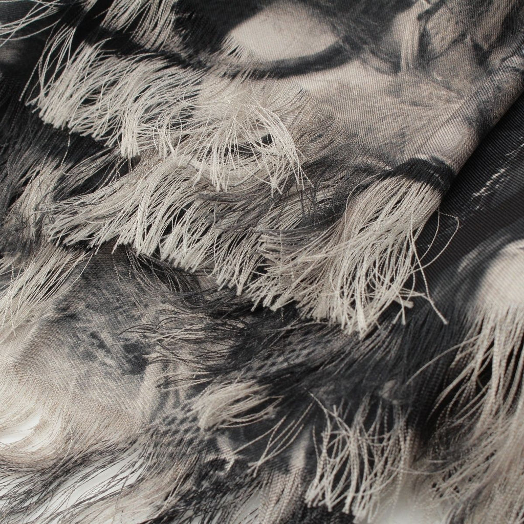 Chanel Silk CC Logo Shawl Gray Scarf — view 9