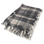 Chanel Silk CC Logo Shawl Gray Scarf