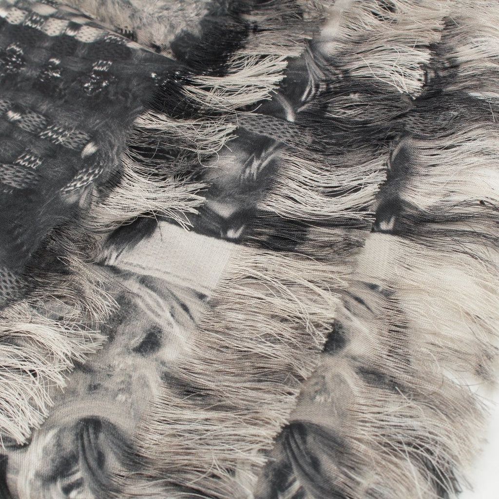 Chanel Silk CC Logo Shawl Gray Scarf — view 6