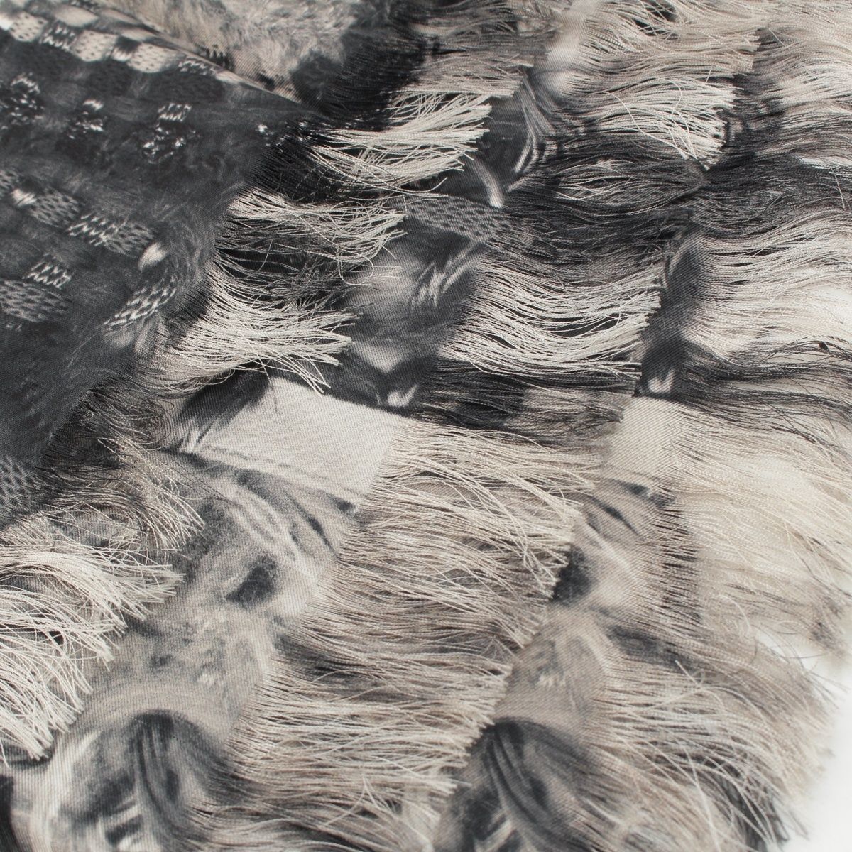 Chanel Silk CC Logo Shawl Gray Scarf — view 6