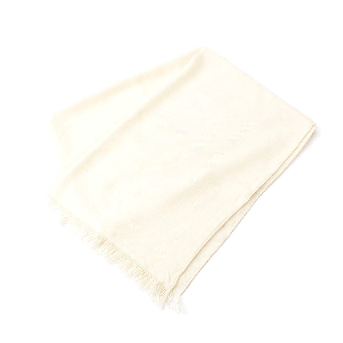 Hermes New Libris Cashmere Silk Shawl Ivory Scarf