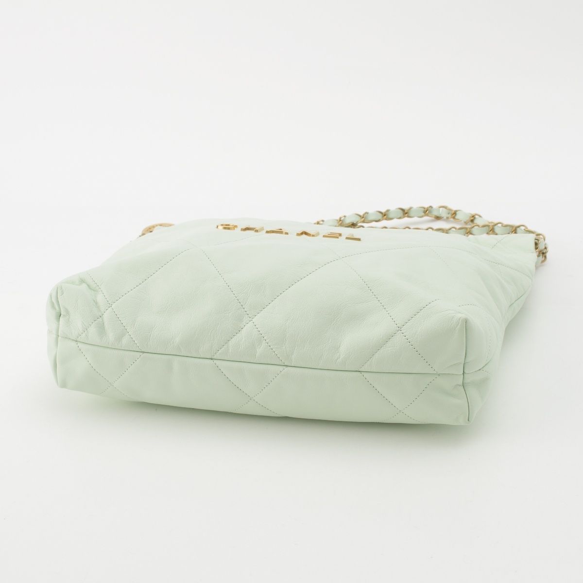 Chanel 22 Quilted Logo Chain Shoulder Bag Peppermint Green Small — view 6