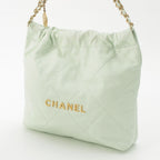 Chanel 22 Quilted Logo Chain Shoulder Bag Peppermint Green Small — view 3