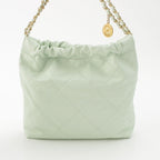 Chanel 22 Quilted Logo Chain Shoulder Bag Peppermint Green Small — view 5