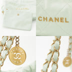 Chanel 22 Quilted Logo Chain Shoulder Bag Peppermint Green Small — view 9