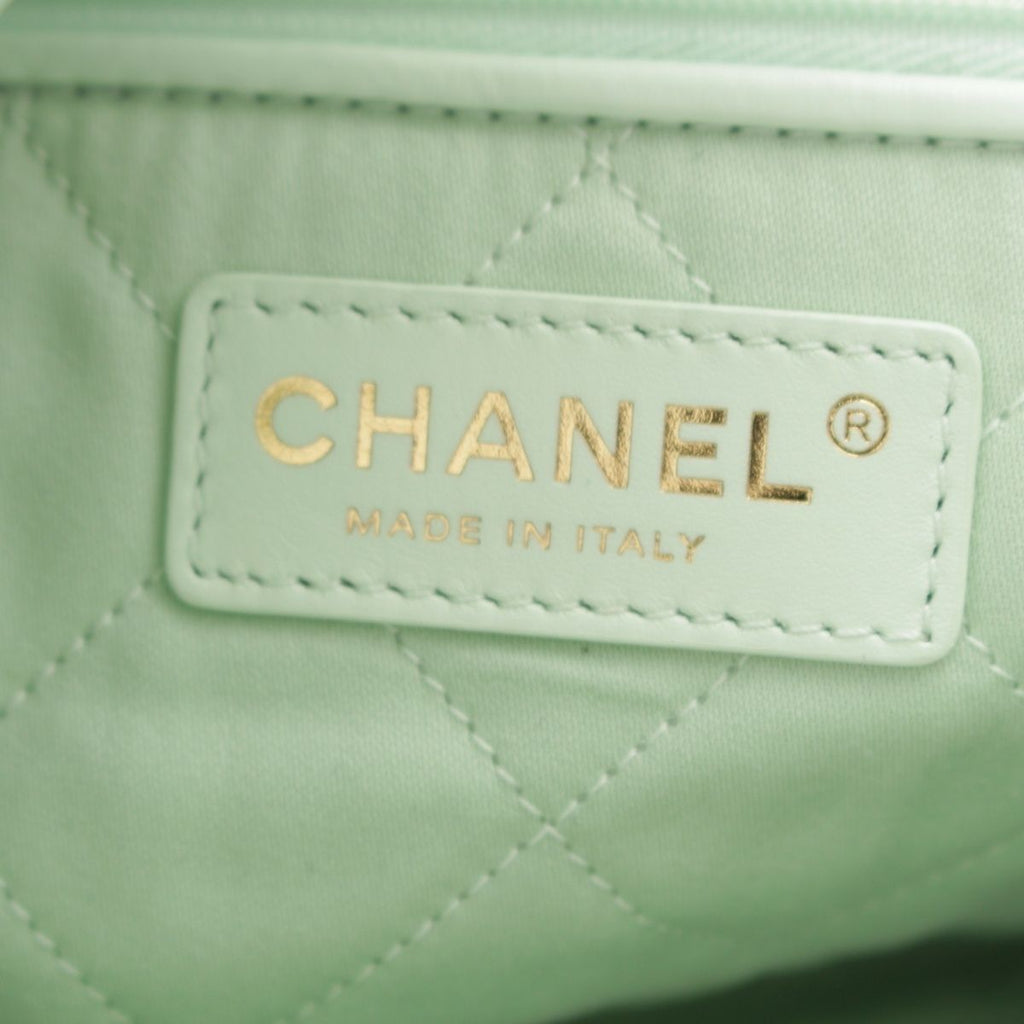 Chanel 22 Quilted Logo Chain Shoulder Bag Peppermint Green Small — view 8