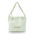 Chanel 22 Quilted Logo Chain Shoulder Bag Peppermint Green Small