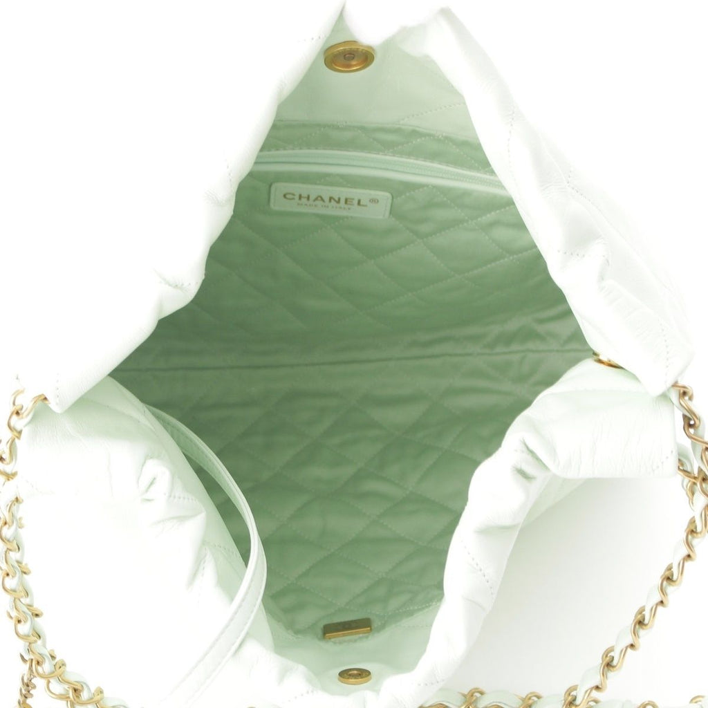 Chanel 22 Quilted Logo Chain Shoulder Bag Peppermint Green Small — view 7