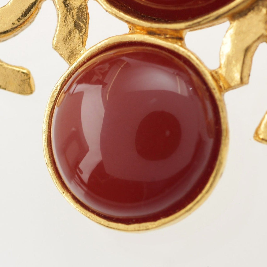 Chanel Vintage CC Logo Brooch Red Gold — view 5