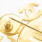 Chanel Vintage CC Logo Brooch Red Gold — view 8