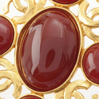 Chanel Vintage CC Logo Brooch Red Gold — view 3