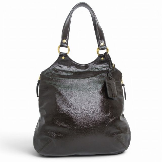 Saint Laurent Rive Gauche Metropolis Tote Patent Leather Brown