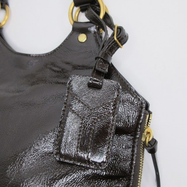Saint Laurent Rive Gauche Metropolis Tote Patent Leather Brown — view 7