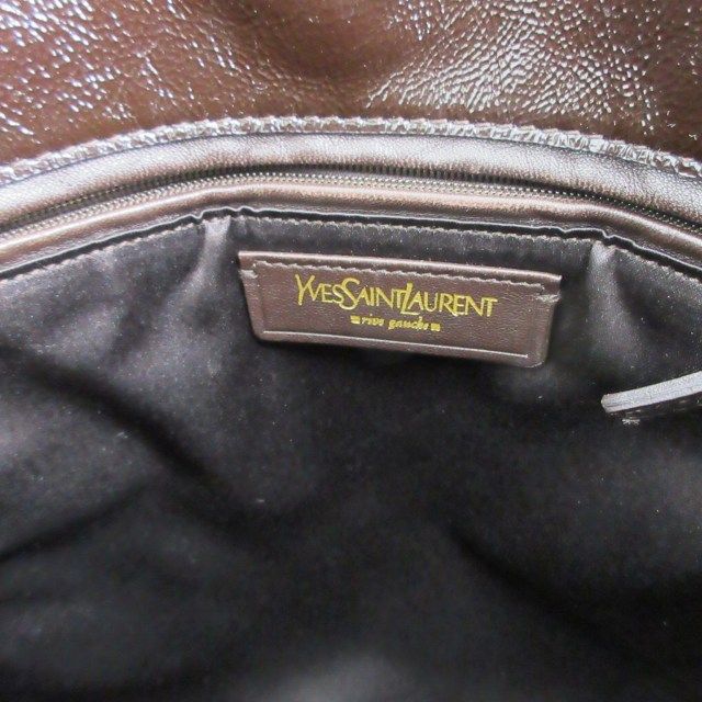 Saint Laurent Rive Gauche Metropolis Tote Patent Leather Brown — view 9