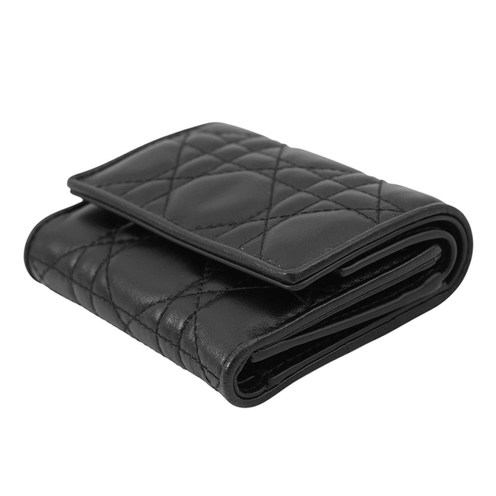 Dior Trifold Wallet Lady Lotus Cannage Black — view 2