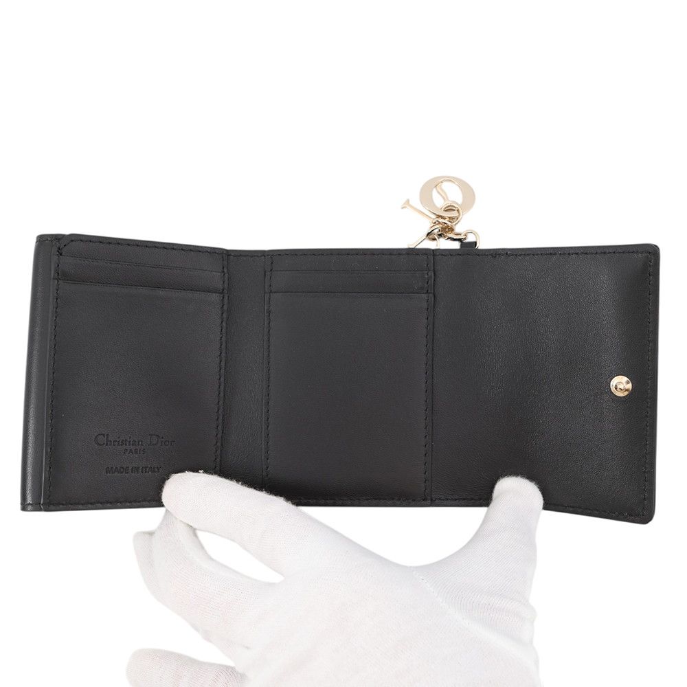 Dior Trifold Wallet Lady Lotus Cannage Black — view 6