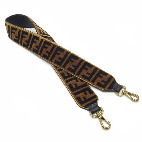 Fendi Strap You Zucca Pattern Velour Shoulder Brown 88