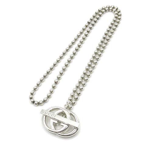 Gucci Silver Interlocking Necklace Ball Chain GG Logo — view 2