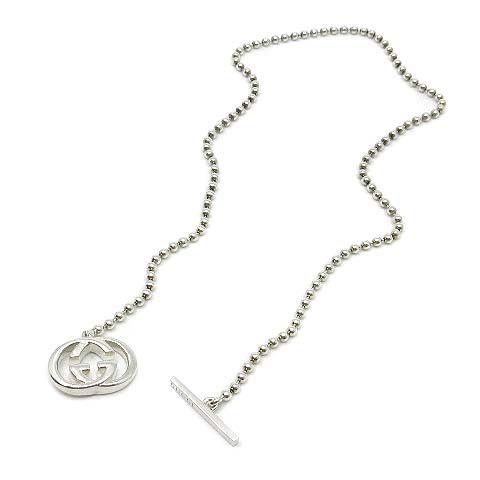 Gucci Silver Interlocking Necklace Ball Chain GG Logo — view 3