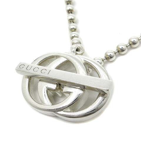 Gucci Silver Interlocking Necklace Ball Chain GG Logo