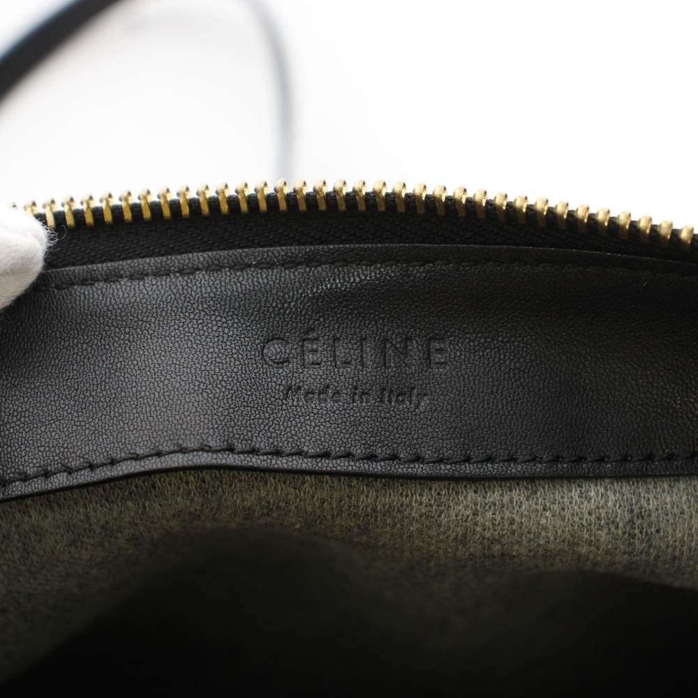 Celine Trio Shoulder Bag Leather Logo Foiing Black YT — view 5