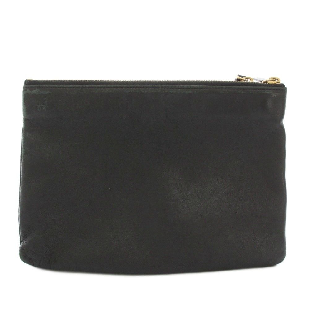 Celine Trio Shoulder Bag Leather Logo Foiing Black YT — view 3