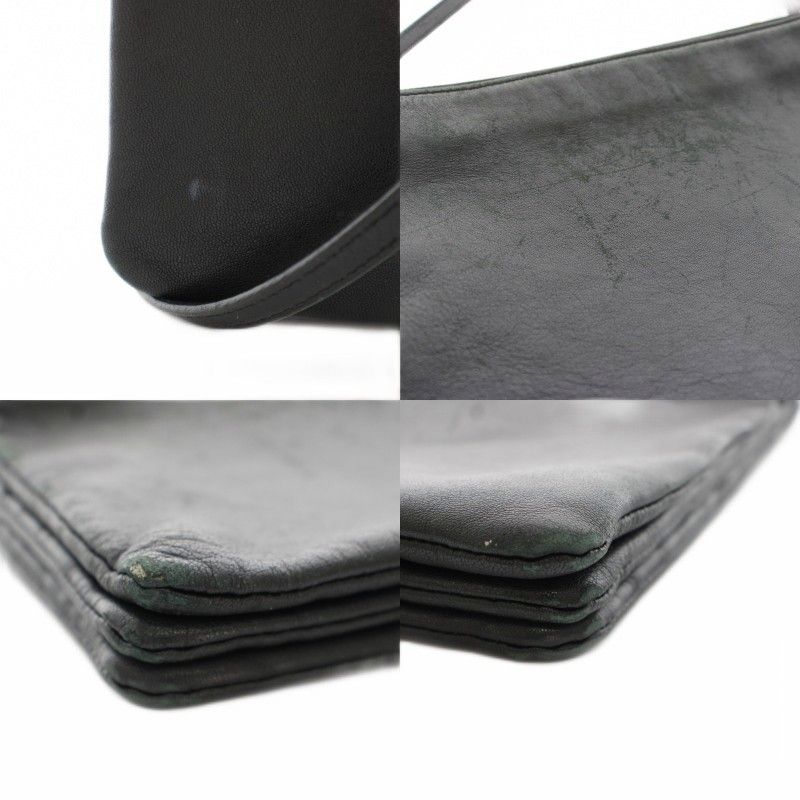 Celine Trio Shoulder Bag Leather Logo Foiing Black YT — view 7