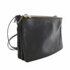 Celine Trio Shoulder Bag Leather Logo Foiing Black YT — view 2