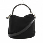 Gucci Bamboo Line Shoulder Bag 2-Way Nylon Leather Black 001 YT