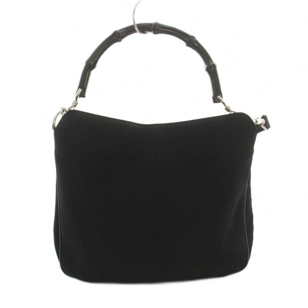 Gucci Bamboo Line Shoulder Bag 2-Way Nylon Leather Black 001 YT — view 3