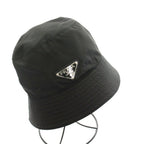 Prada Bucket Hat Wide Brim M Black Triangle Plate YM — view 3
