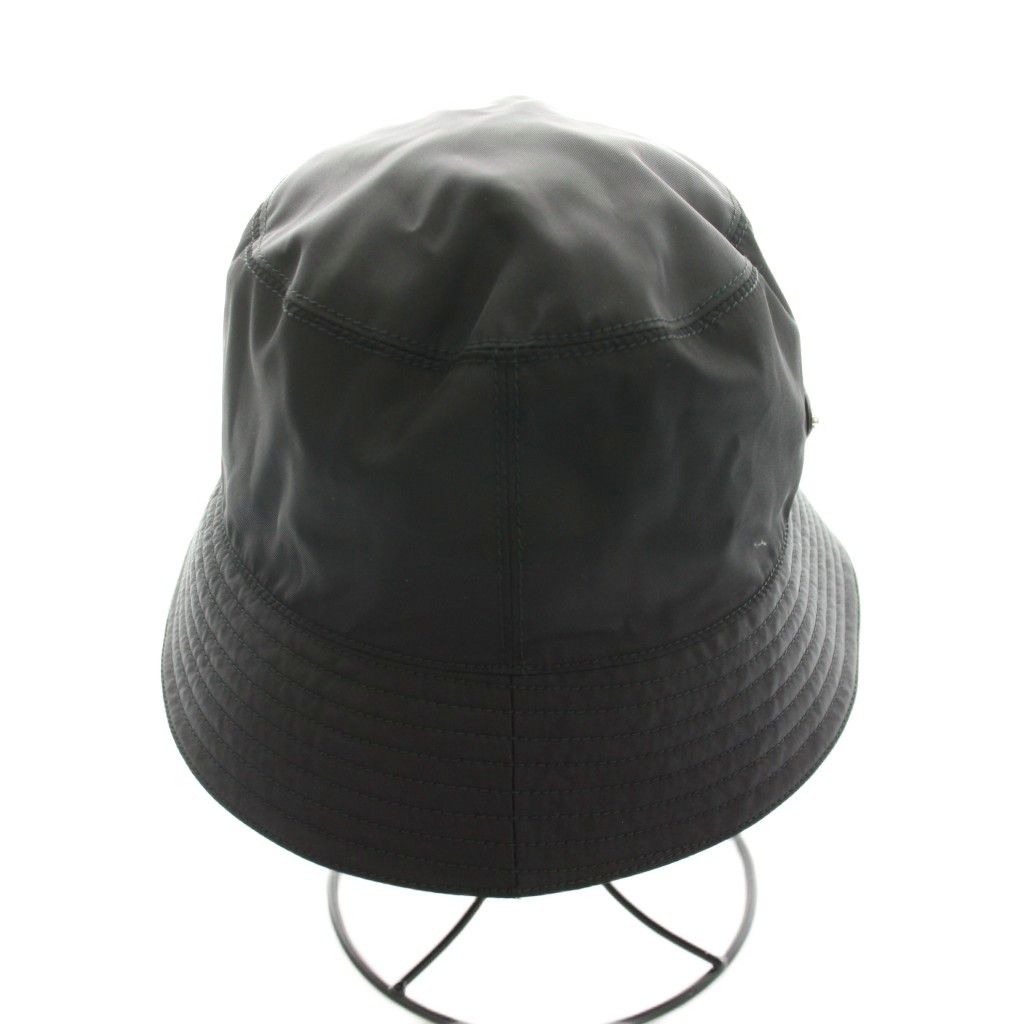 Prada Bucket Hat Wide Brim M Black Triangle Plate YM — view 2