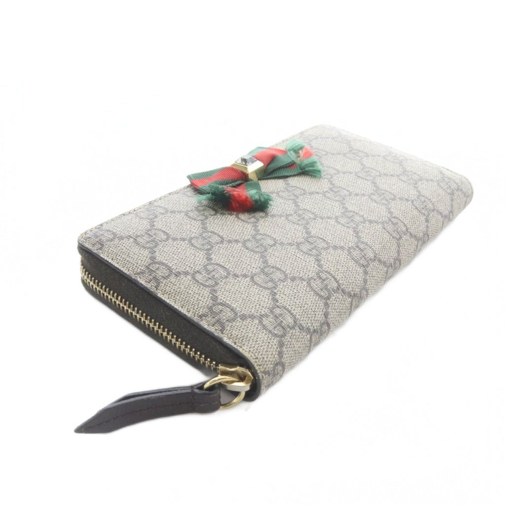 Gucci GG Supreme Zip Around Wallet Brown — view 3