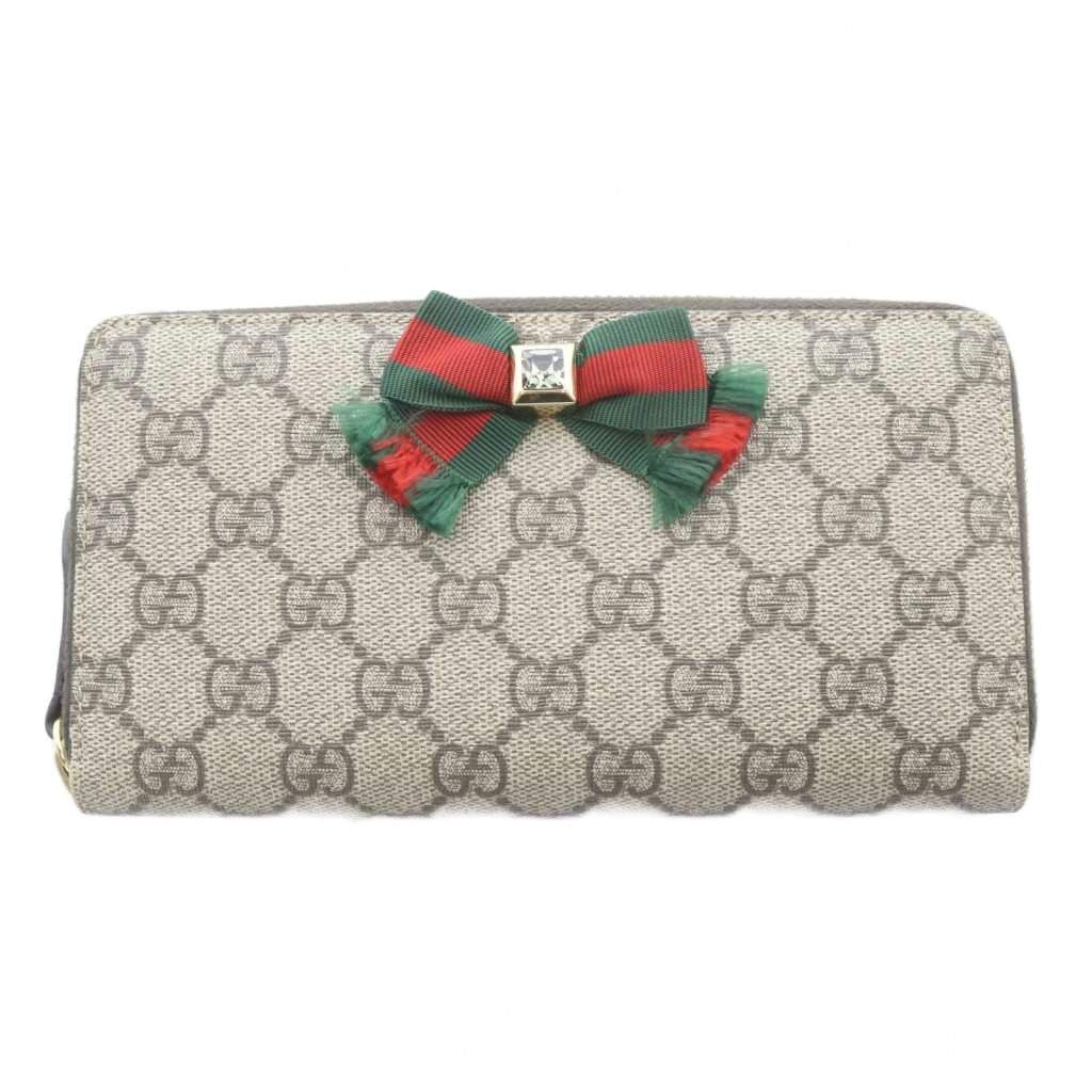 Gucci GG Supreme Zip Around Wallet Brown