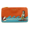 Prada Saffiano Beach Flat Pouch Tropical Multicolor Orange Light Blue SS