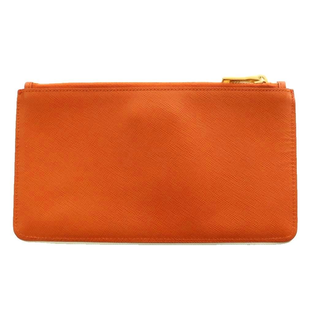 Prada Saffiano Beach Flat Pouch Tropical Multicolor Orange Light Blue SS — view 2