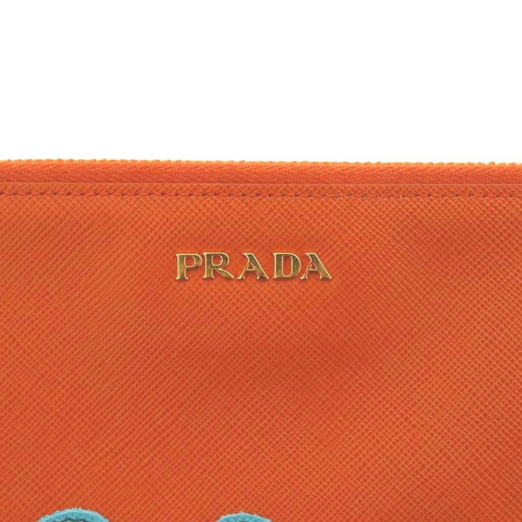 Prada Saffiano Beach Flat Pouch Tropical Multicolor Orange Light Blue SS — view 6