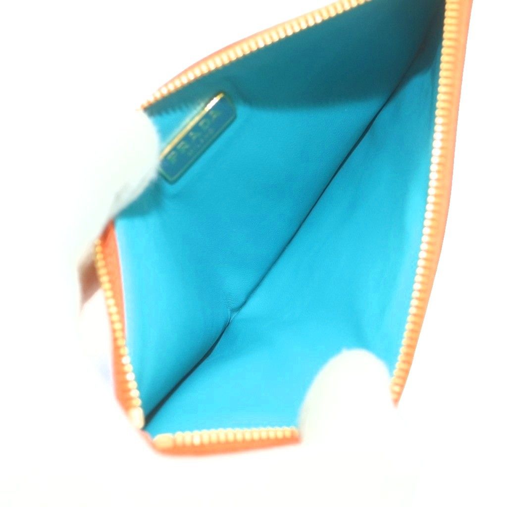 Prada Saffiano Beach Flat Pouch Tropical Multicolor Orange Light Blue SS — view 5