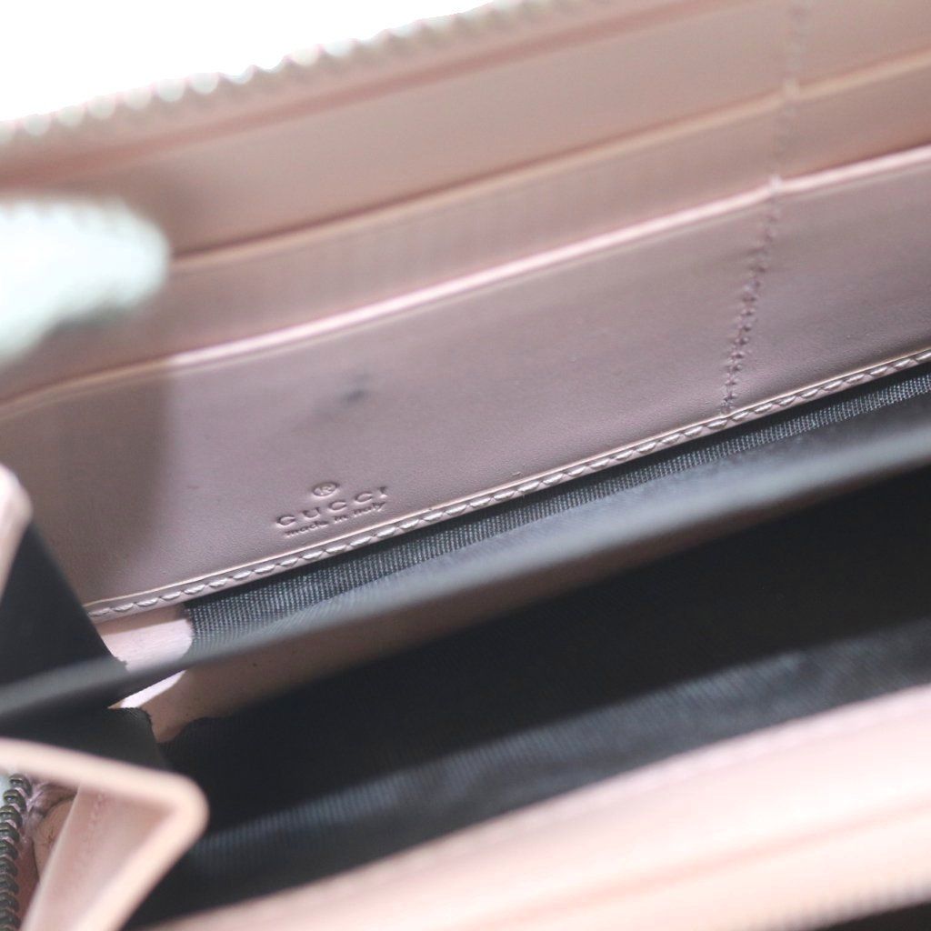 Gucci Guccissima Linea Cat Zip Around Wallet Leather Pink — view 8