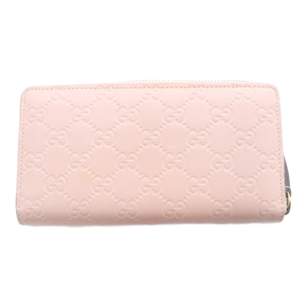 Gucci Guccissima Linea Cat Zip Around Wallet Leather Pink — view 2