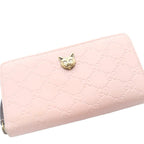Gucci Guccissima Linea Cat Zip Around Wallet Leather Pink — view 4
