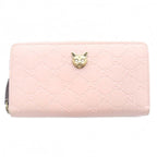 Gucci Guccissima Linea Cat Zip Around Wallet Leather Pink