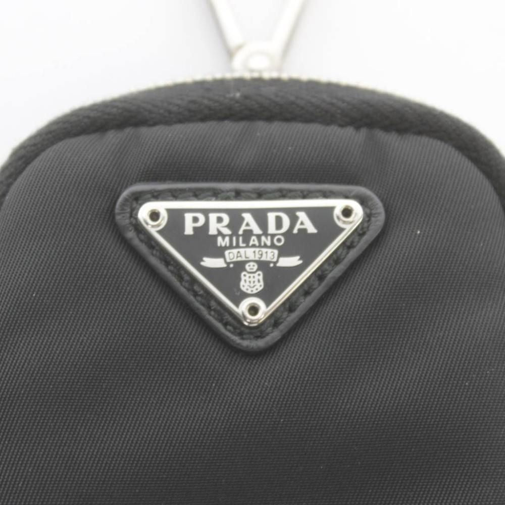 Prada Re-Nylon Mini Pouch Charm Case Key Chain Black MW — view 4