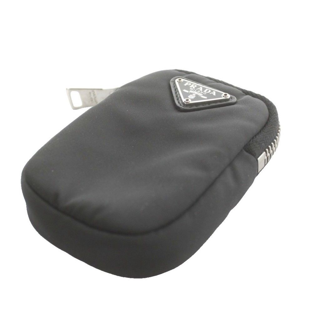 Prada Re-Nylon Mini Pouch Charm Case Key Chain Black MW — view 3